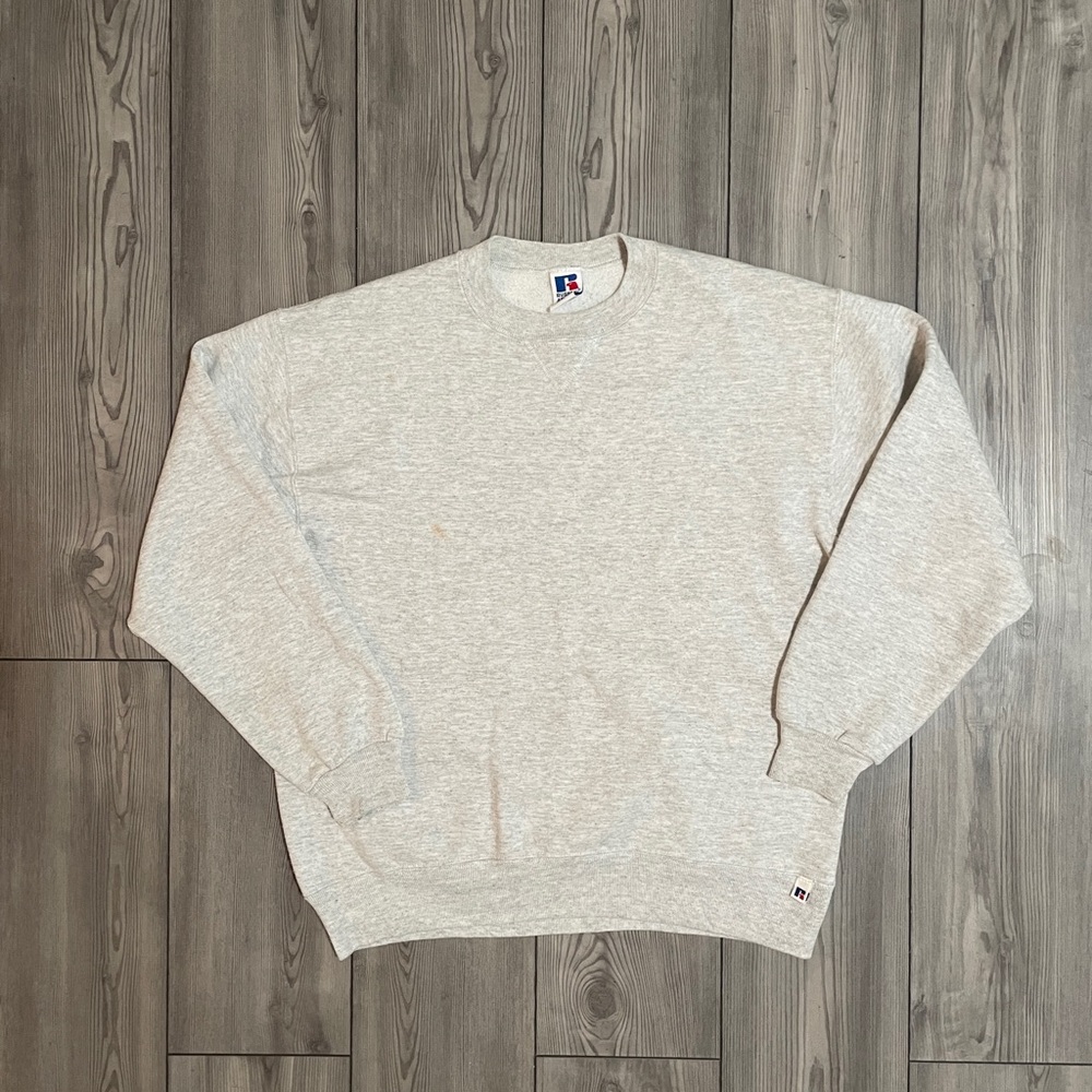 Vintage Russell Athletic Men's Gray Sweater Made in USA